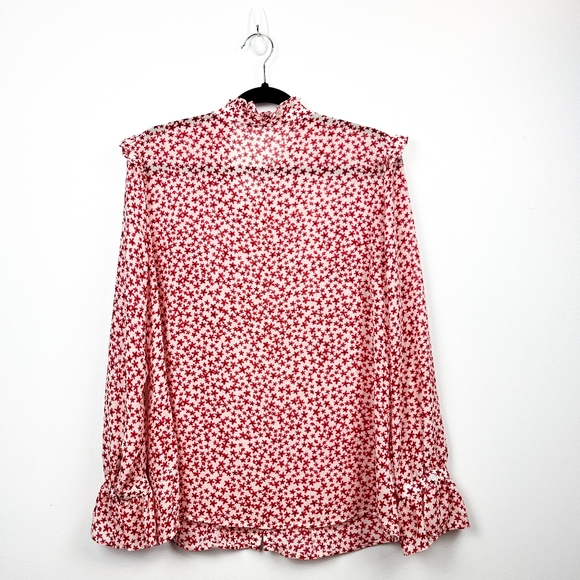 Dynamite Red and White Floral Button-Up Blouse - Picture 9 of 10